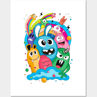 Cheerful company of monsters_3 Posters and Art